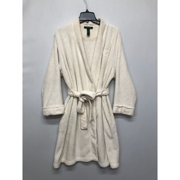 Ralph Lauren Women Polyester Fleece Bath Robe Size Extra Large White B220 -11 - Picture 1 of 15